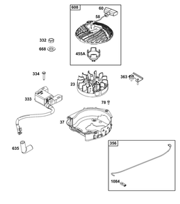 Flywheel, Ignition And Starter Group Diagram and Parts List for 9P602-0120-H1  Briggs and Stratton Engine